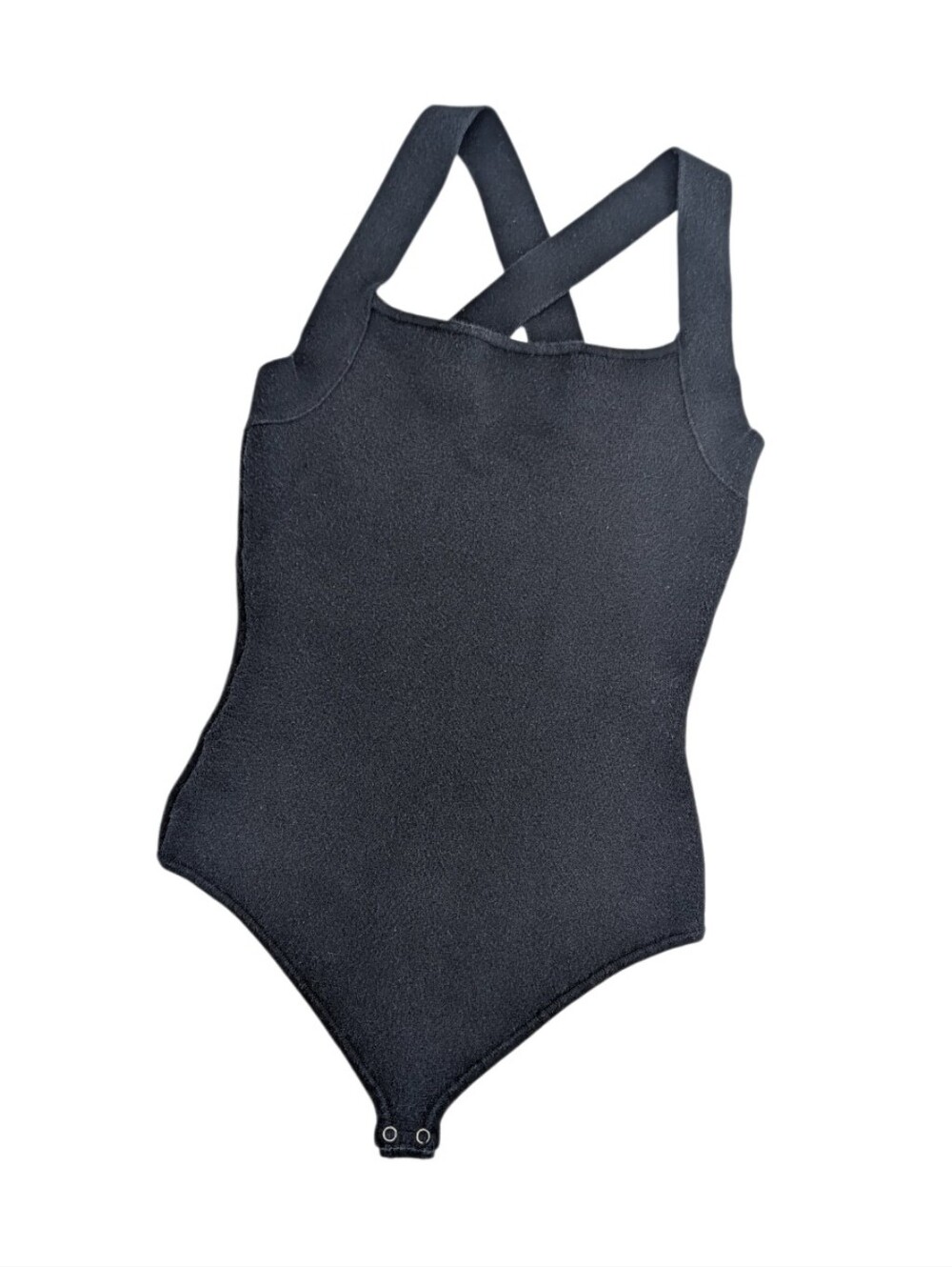 Abercrombie & Fitch Black Ribbed Bodysuit Tank Square Neck Size Small